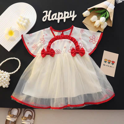 PAKET DRESS GIRLS TWO RIBBONS RUFFLE 12PCS (PRE ORDER)